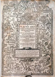 Frontispiece from A Plaine and Easie Introduction to Practicall Musicke by Thomas Morley, Detail, 1597